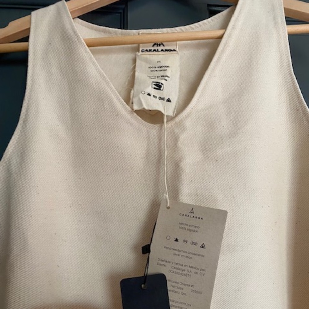 CARALARGA natural heavy canvas cotton dress Size M